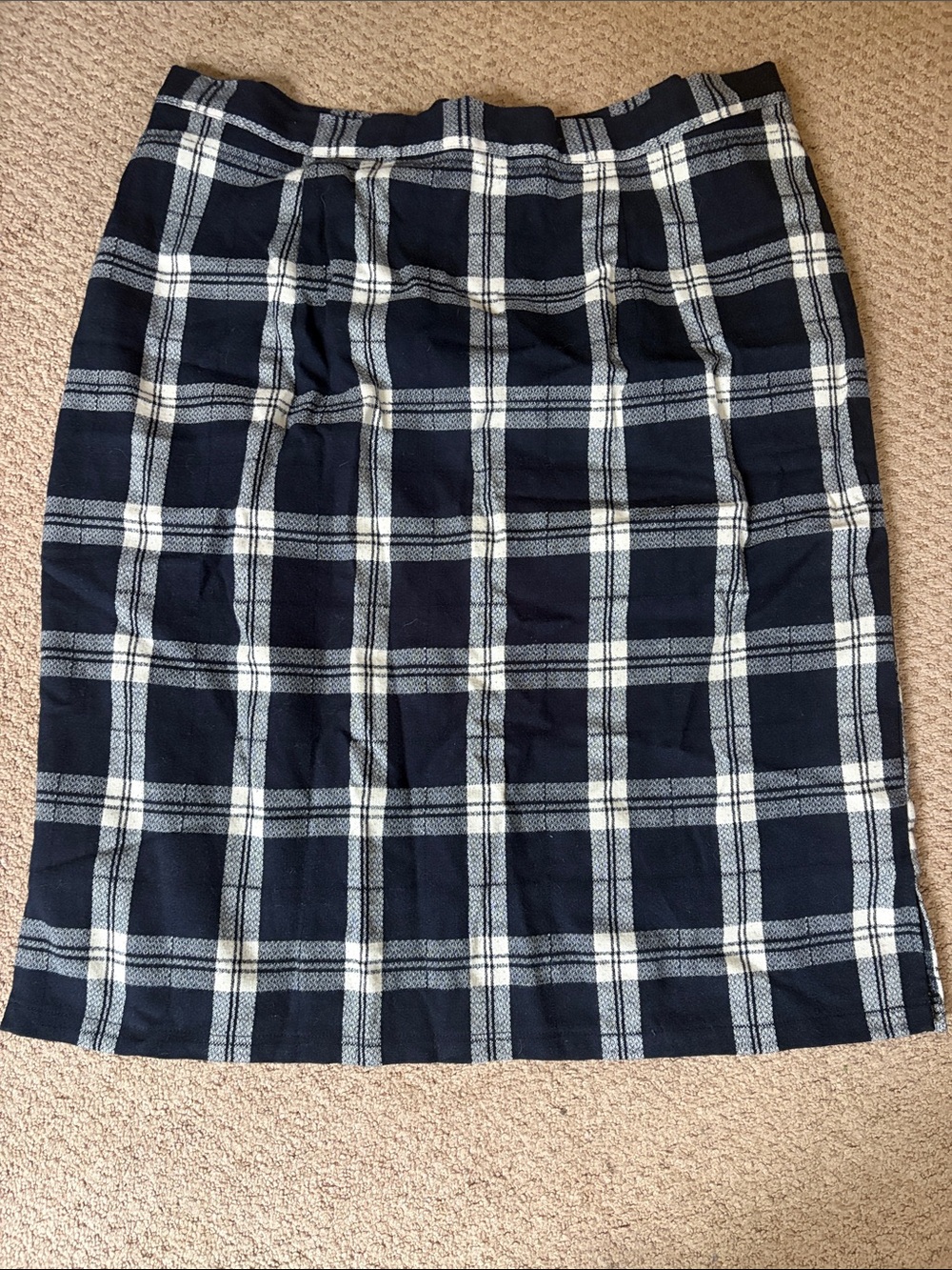 ModCloth Navy and White Plaid Pencil Skirt